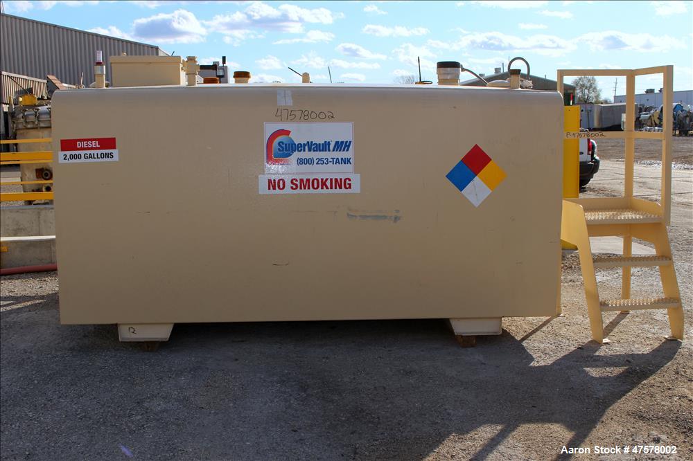 Used Dunn Industries SuperVault MH Multi-Hazard Rated Aboveground Fuel Storage Tank, 2000 Gallon, Carbon Steel, Horizontal. Tank approximate 96" wide x 132" long x 60" tall. Tank complies with the re...