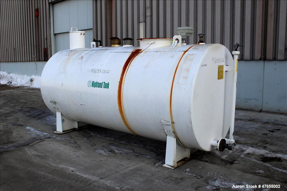 Used Highland Tank & Manufacturing Fuel  Tank, 2000 Gallon, Carbon Steel, Horizontal. Approximate 64" diameter x 144" straight side. Opening top: 24", (2) 6", 4", (2) 2". 3" Side bottom outlet. UL Li...