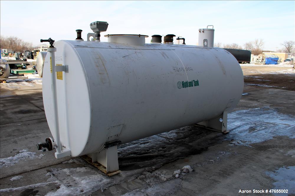 Used Highland Tank & Manufacturing Fuel  Tank, 2000 Gallon, Carbon Steel, Horizontal. Approximate 64" diameter x 144" straight side. Opening top: 24", (2) 6", 4", (2) 2". 3" Side bottom outlet. UL Li...