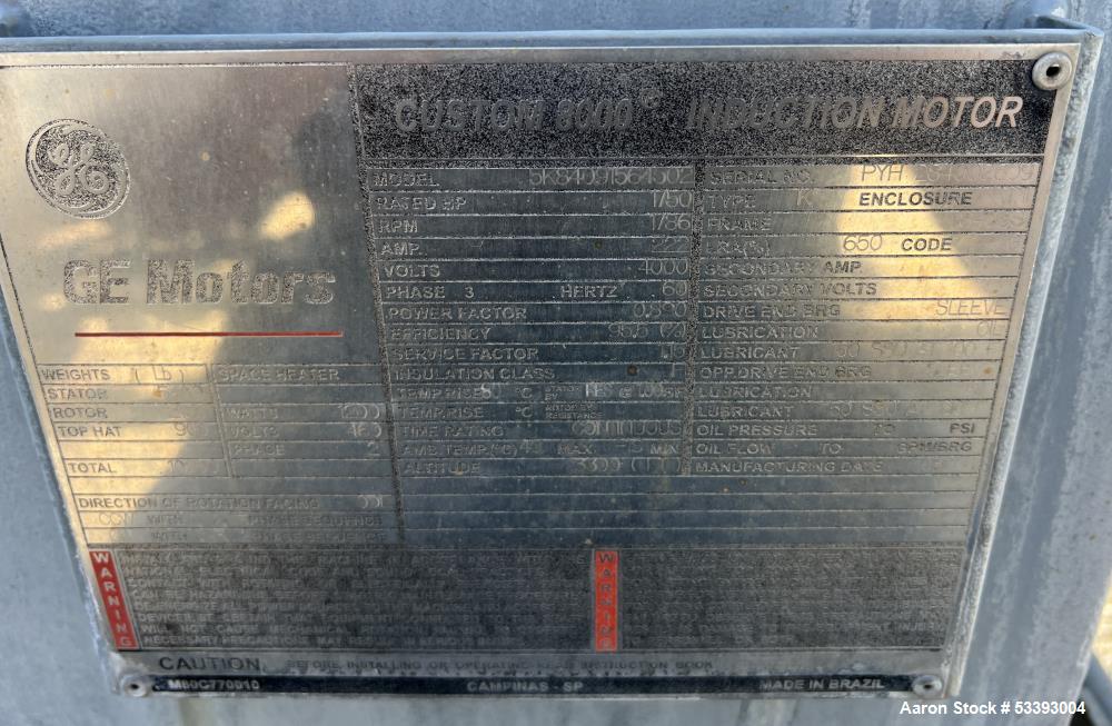 Used – Clark Centrifugal Compressor Model C/T 20341, Size 2M – 5089 CFM, 9 Impellers, w/ GE 1750 HP Motor