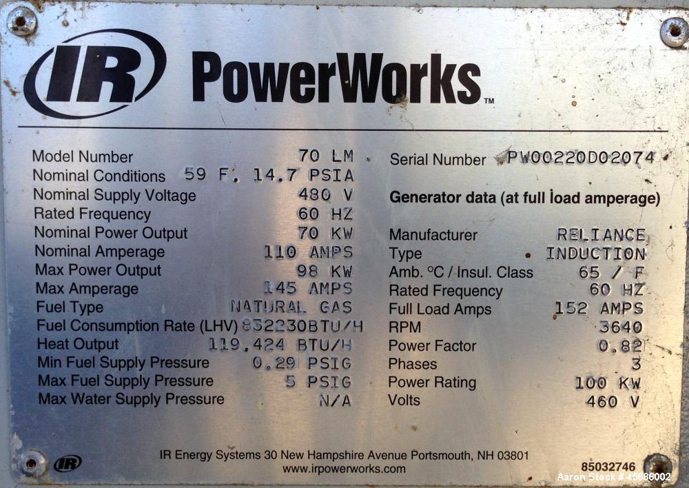 Used Ingersoll-Rand PowerWorks 70 kW microturbine natural gas generator, model
