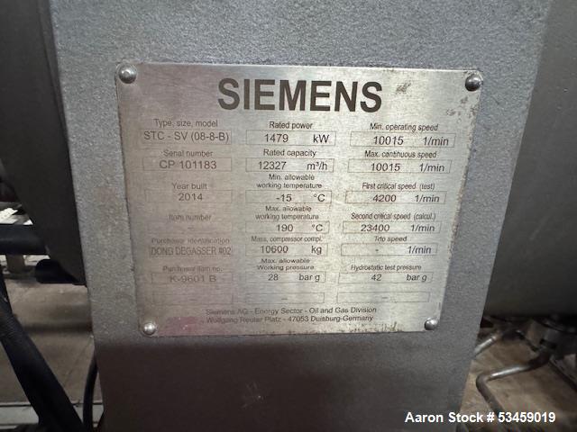 Used Siemens STC-SV (08-8)-B Two-Stage Centrifugal Gas Compressors – 1479 kW, 12,327 m³/h, 9 Bar Max