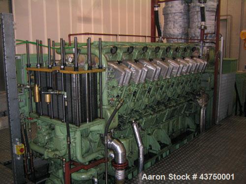 Used ABC V16 DZC Diesel Generator for vegetable oil, animal fat, heavy fuel oil or exotic fuel (RDBPO).  Comprised of:  (1) Fuel system, (2) fuel tanks 10,700 gallons (40,500 liters), (1) daily tank ...