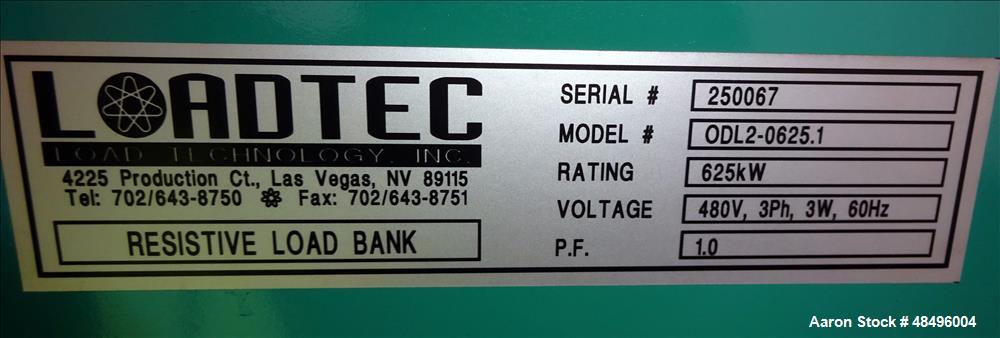 Used Load Technology Inc. Resistive Load Bank, Model ODL2-0625.1.