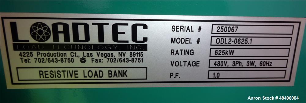 Used- Load Technology Inc. Resistive Load Bank, Model ODL2-0625.1.