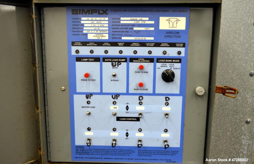 Used Simplex LBS Series Forced Air-Cooled Resistive Load Bank.