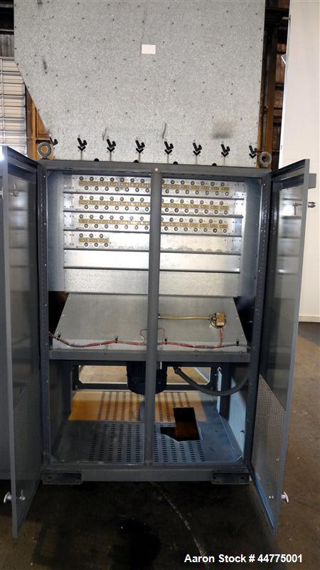 Used Simplex Mars 800 kW Forced Air-Cooled Resistive Load Bank, LBS Series, Model Mars 800.  Capacity 800 kw at 1.0 PF, voltage 480 VAC, connection 3 phase, 3 wire, frequency 60 hz, fan power 480 VAC...