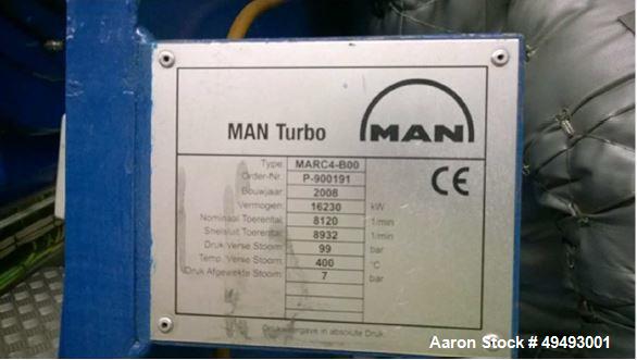 Used- MAN Turbo 16 MW Steam Turbine Generator Assembly, Model MARC4-B00.