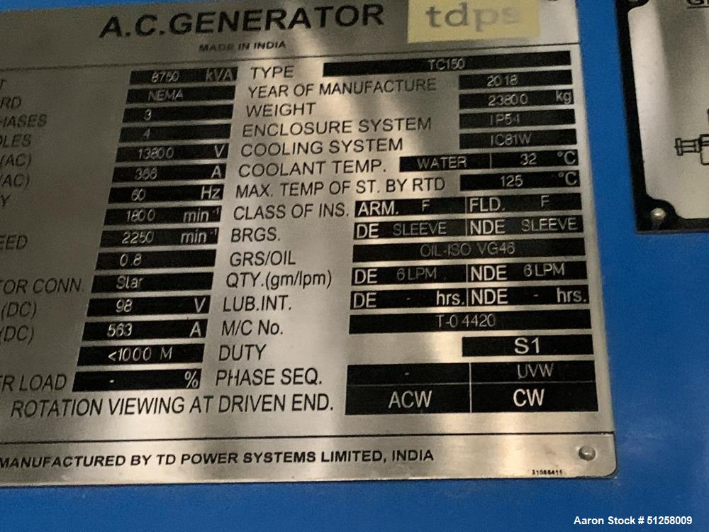 Used Howden 7 MW Twin Condensing Steam Turbine Generator – Siemens SST-110, 8750 kVA