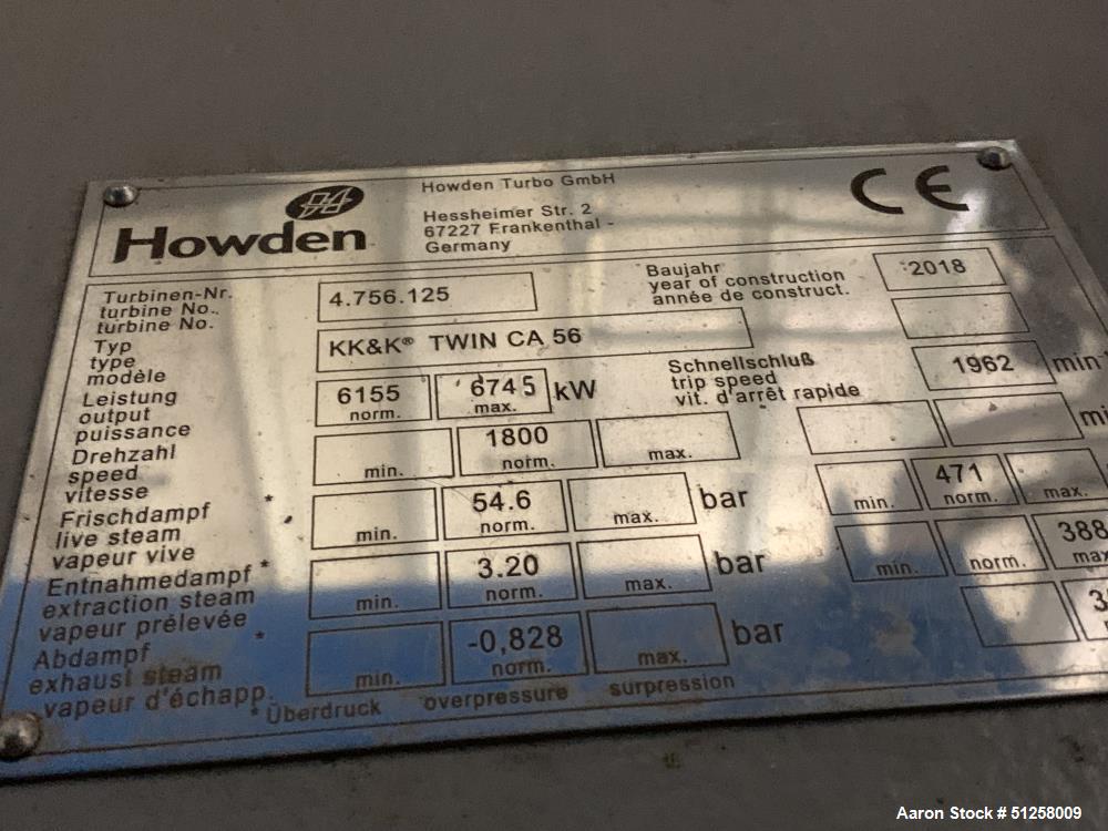 Used Howden 7 MW Twin Condensing Steam Turbine Generator – Siemens SST-110, 8750 kVA