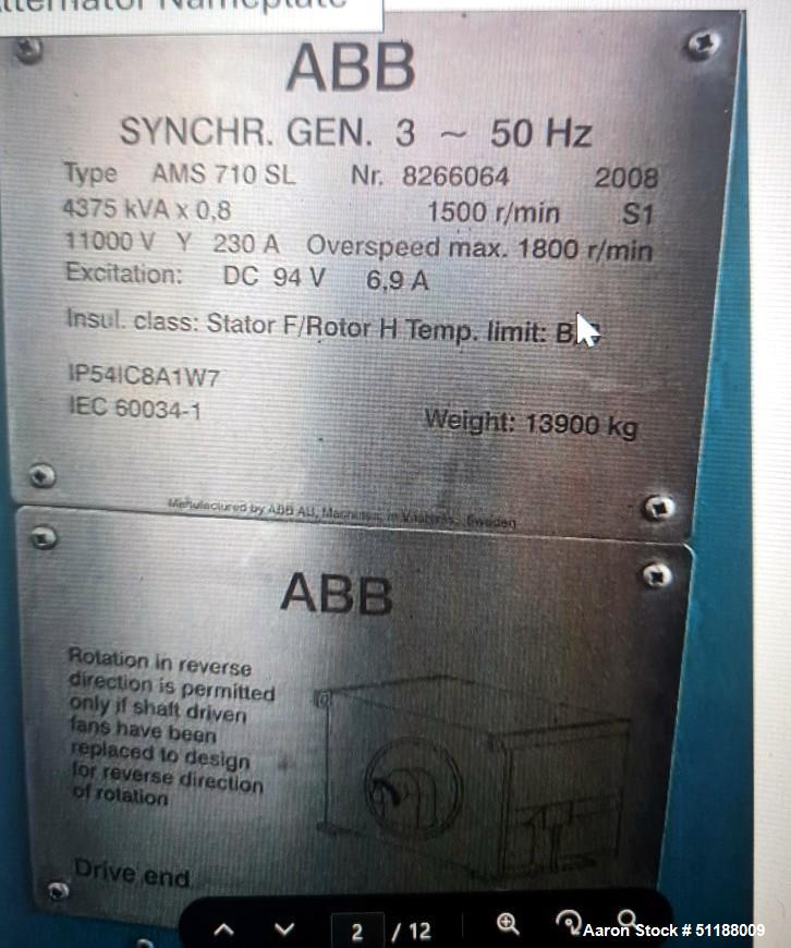 Used 4.2 MW AEG-Kanis G25 Steam Turbine Generator Set | ABB AMS 710 SL Generator | Back-Pressure Cogeneration System