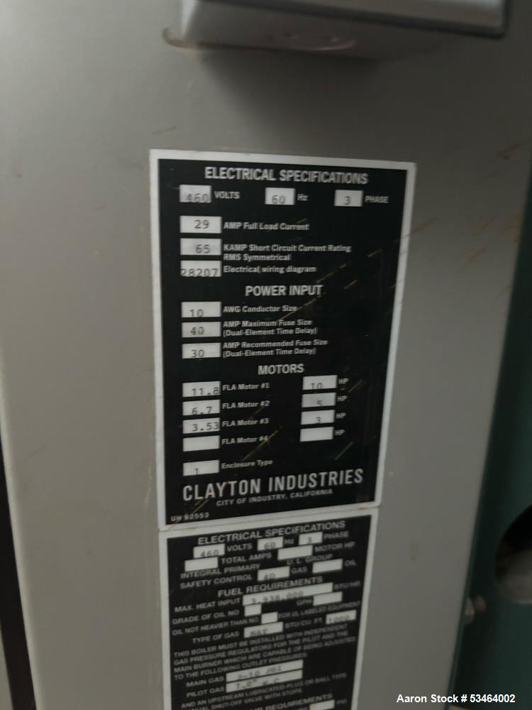Used Clayton Industries Steam Generator, Model S