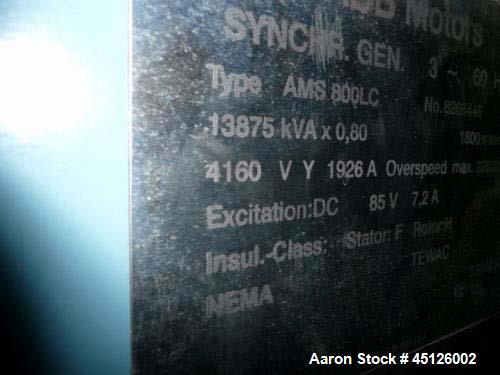 Used Elliot 11MW Back Pressure Steam Turbine Generator Set. ABB AMS 800LC generator 3/60/4160V. Year 2002.