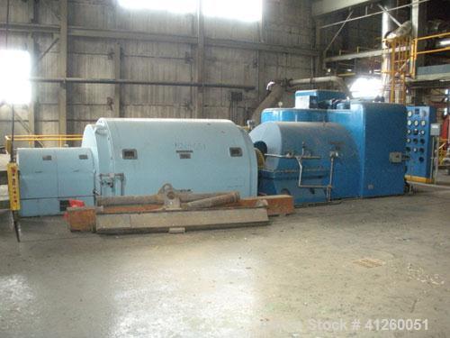 Used Westinghouse Steam Turbine Generator Set. Generator Westinghouse AC, approximately 6,000 kW, 7,500 KVA, 6900 volts, 628 amps, 80&PF, 3 phase, 60 Hz. 3600 rpm, 336 exc amps, 125 exc volts, 60S 85...