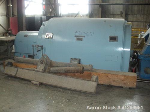 Used Westinghouse Steam Turbine Generator Set. Generator Westinghouse AC, approximately 6,000 kW, 7,500 KVA, 6900 volts, 628 amps, 80&PF, 3 phase, 60 Hz. 3600 rpm, 336 exc amps, 125 exc volts, 60S 85...