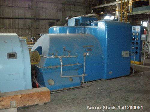Used Westinghouse Steam Turbine Generator Set. Generator Westinghouse AC, approximately 6,000 kW, 7,500 KVA, 6900 volts, 628 amps, 80&PF, 3 phase, 60 Hz. 3600 rpm, 336 exc amps, 125 exc volts, 60S 85...