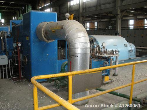 Used Westinghouse Steam Turbine Generator Set. Generator Westinghouse AC, approximately 6,000 kW, 7,500 KVA, 6900 volts, 628 amps, 80&PF, 3 phase, 60 Hz. 3600 rpm, 336 exc amps, 125 exc volts, 60S 85...
