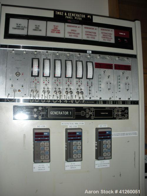 Used Westinghouse Steam Turbine Generator Set. Generator Westinghouse AC, approximately 6,000 kW, 7,500 KVA, 6900 volts, 628 amps, 80&PF, 3 phase, 60 Hz. 3600 rpm, 336 exc amps, 125 exc volts, 60S 85...