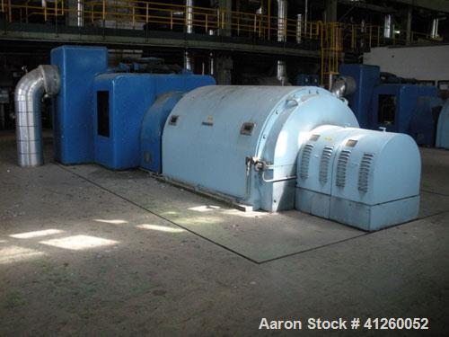 Used Westinghouse Steam Turbine Generator Set. Generator Westinghouse AC, approximately  6,000 kW /  7500 KVA, 6900 volts, 628 amps, 80 &PF, 3 phase, 60 Hz. 3600 rpm, 336 exc amps, 125 exc volts, 60S...