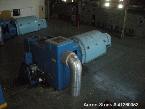 Used Westinghouse Steam Turbine Generator Set. Generator Westinghouse AC, approximately  6,000 kW /  7500 KVA, 6900 volts, 628 amps, 80 &PF, 3 phase, 60 Hz. 3600 rpm, 336 exc amps, 125 exc volts, 60S...