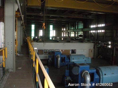 Used Westinghouse Steam Turbine Generator Set. Generator Westinghouse AC, approximately  6,000 kW /  7500 KVA, 6900 volts, 628 amps, 80 &PF, 3 phase, 60 Hz. 3600 rpm, 336 exc amps, 125 exc volts, 60S...