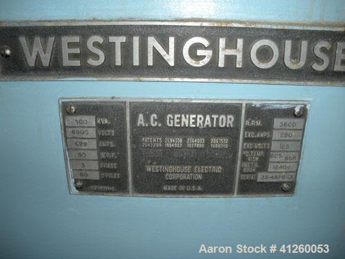 Used-Westinghouse Steam Turbine Generator Set. Generator Westinghouse AC, approximately 6000 kW, approximately 6000 kW / 750...