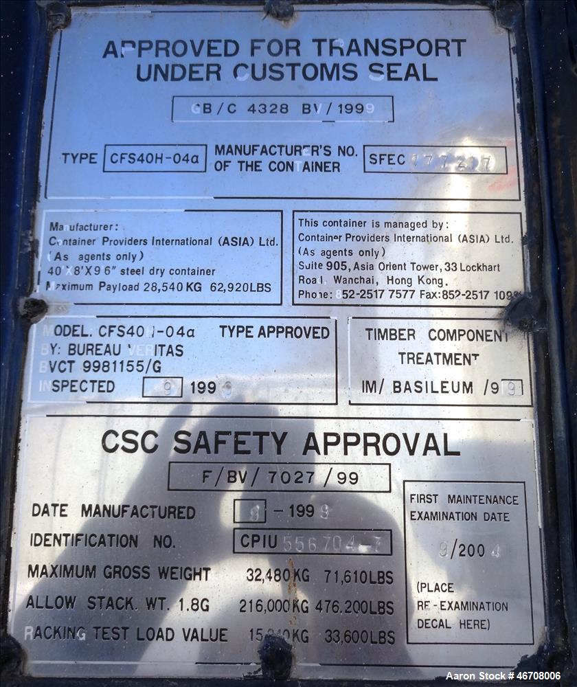 Used Kohler 40' rental grade sound attenuated generator container. Chasis only.