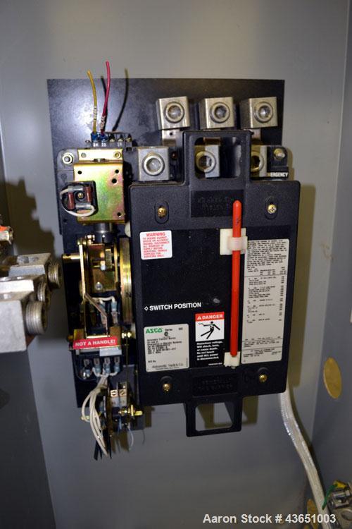 Used Asco 300 Series Automatic Transfer Switch, 400 Amps, Catalogue# E00300030400C10C. 3/60/208 volt. UL Listed type 1 enclosure. Includes a Transtector Apex series Superior Surge Suppression.