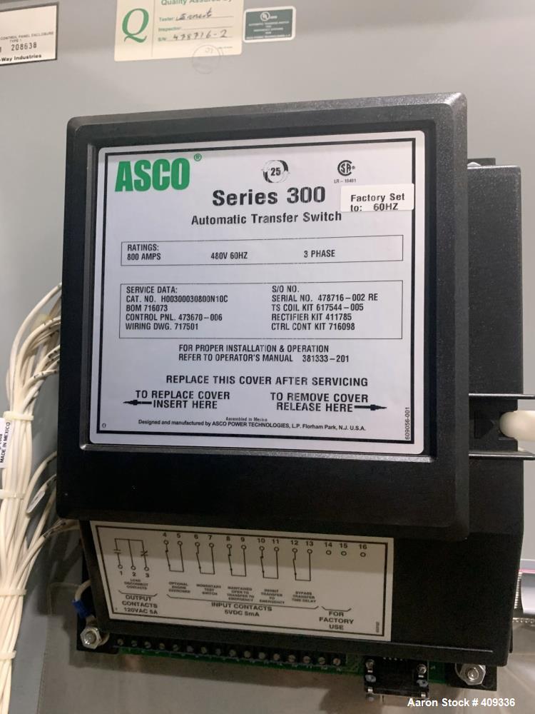 Used- Asco 800 Amp Automatic Transfer Switch