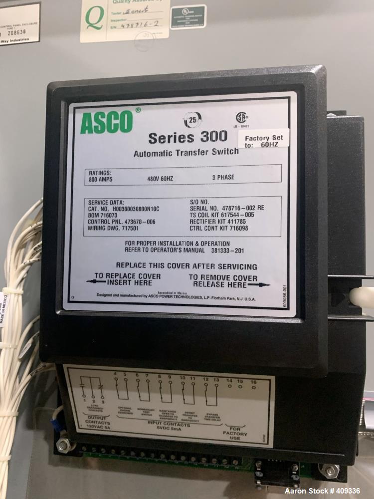 Used Asco 800 Amp Automatic Transfer Switch