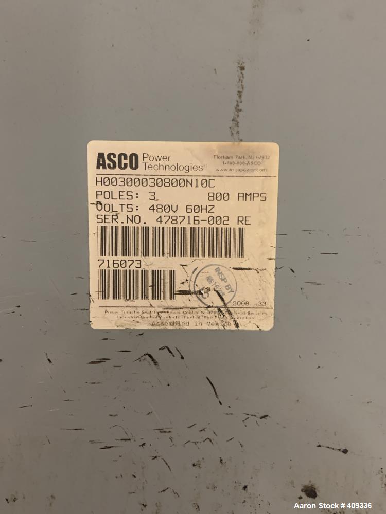 Used Asco 800 Amp Automatic Transfer Switch