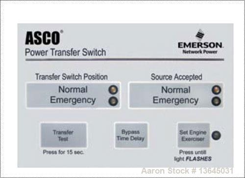 New - Asco 1600 Amp ATS series 300 power transfer switch. 3 pole, 480 volt maximum, Nema 1 enclosure, UL 1008 approved.