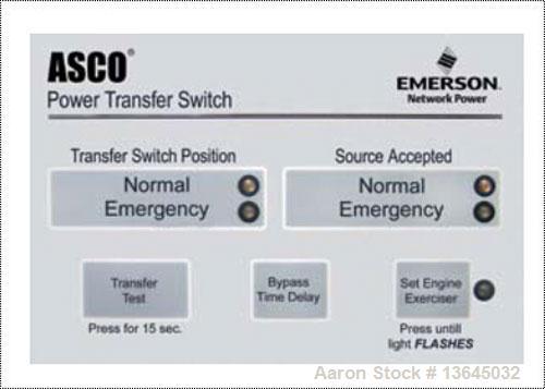 Unused-New Asco 1200 Amp ATS, series 300 power transfer switch. 3 pole, 600 volt maximum, Nema 1 enclosure, UL 1008 approved.