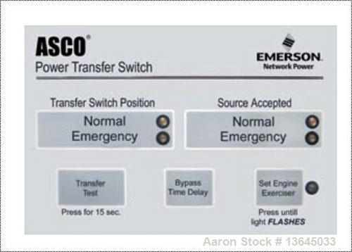 Unused-New Asco 1000 Amp ATS, series 300 power transfer switch. 3 pole, 277/480 (600 volt maximum)Nema 1 enclosure, UL 1008 ...