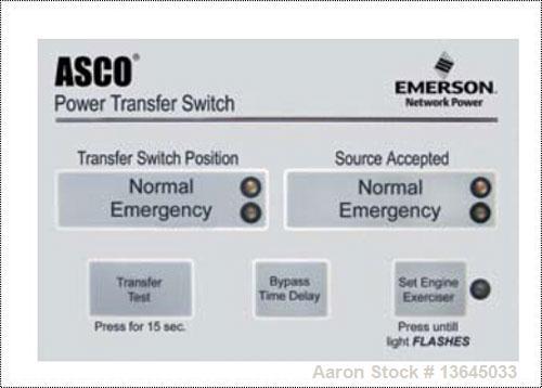 Unused-New Asco 1000 Amp ATS, series 300 power transfer switch. 3 pole, 277/480 (600 volt maximum)Nema 1 enclosure, UL 1008 approved.
