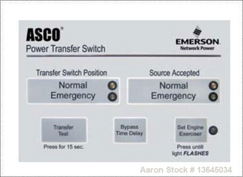 Unused-New Asco 800 Amp ATS, series 300 power transfer switch. 3 pole, 120/208V, Nema 1 enclosure, UL 1008 approved.