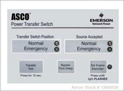 Unused-New Asco 400 Amp ATS, series 300 power transfer switch. 3 pole, set up for 3/60/208V.  Nema 1 enclosure, UL 1008 appr...