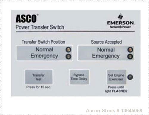 New Asco 600 Amp ATS, Series 300 power transfer switch. 3 pole, 277/480 (600 volt maximum) Nema 1 enclosure, UL 1008 approved.