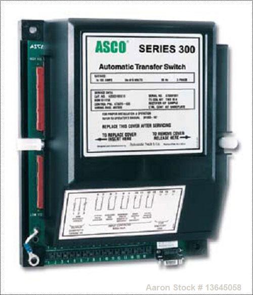 New Asco 600 Amp ATS, Series 300 power transfer switch. 3 pole, 277/480 (600 volt maximum) Nema 1 enclosure, UL 1008 approved.