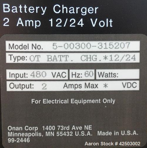 Used Cummins/Onan Transfer Switch, Model OT 300, 300 Amp. Rated 3/60/480 volt. Includes a 2 amp, 12/24 volt battery charger, model 5-00300-315207.