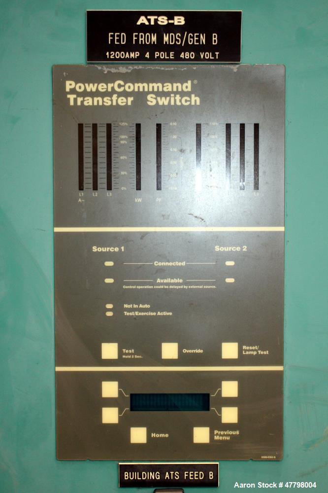 Used Cummins Power Generation 1200 Amp Transfer Switch, Model OTPCE-5935316. 480 Volt. UL Listed, type 3R Rainproof enclosure. Serial# J070119531.