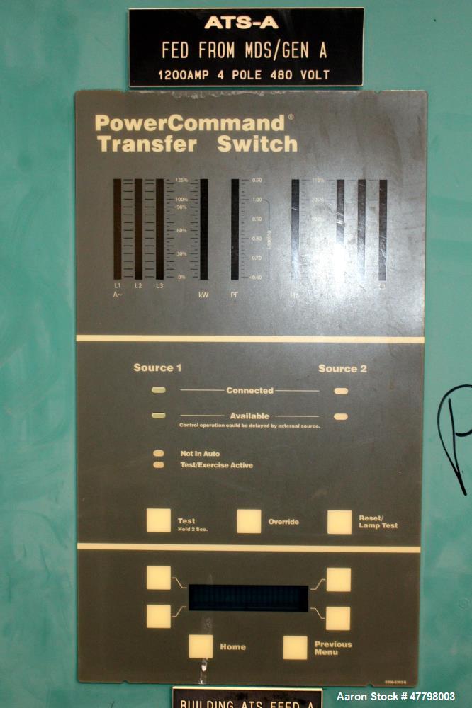 Used Cummins Power Generation 1200 Amp Transfer Switch, Model OTPCE-5935318. 480 Volt. UL Listed, type 3R Rainproof enclosure. Serial# J070117399.