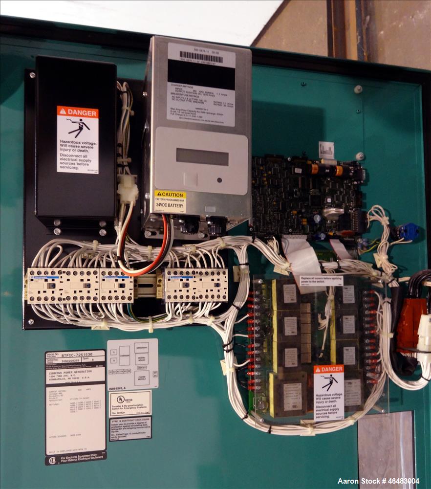 Used Cummins Power Command 600 Amp service entrance rated ATS automatic transfer switch 3/60/277/480V. Cummins model BTPCC-7251538, nema 3R outdoor enclosure. UL 1008/CSA certification. Year 2010
