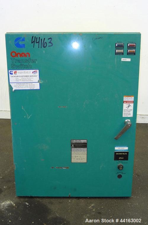Used Cummins / Onan 225 Amp Automatic Transfer Switch, model ONCU 225G, serial #G920477456. 3/60/208V. Type 1 enclosure.