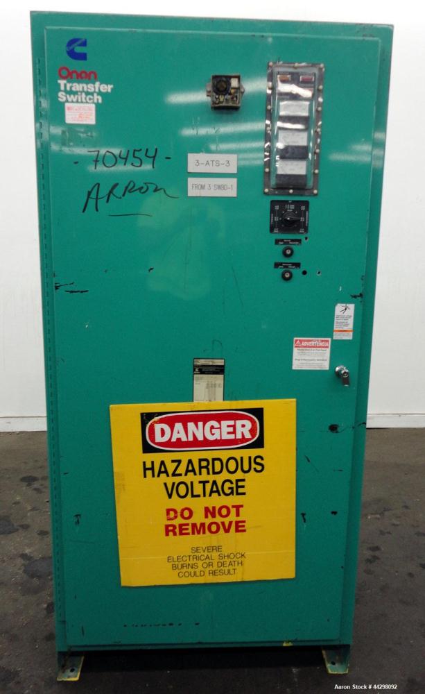 Used Cummins / Onan 1200 Amp Automatic Transfer Switch, model OTE-4479670, serial #E000098536. 3/60/480V. Type 1 enclosure.