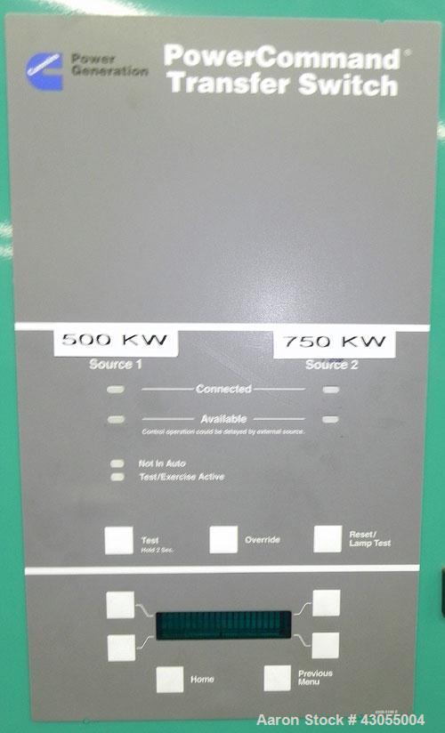 Used Cummins Power Command Automatic Transfer Switch, 800 Amp, model OTPCD-5707325, SN-B050748000. 3 pole, nema 1, 3/60/480V.