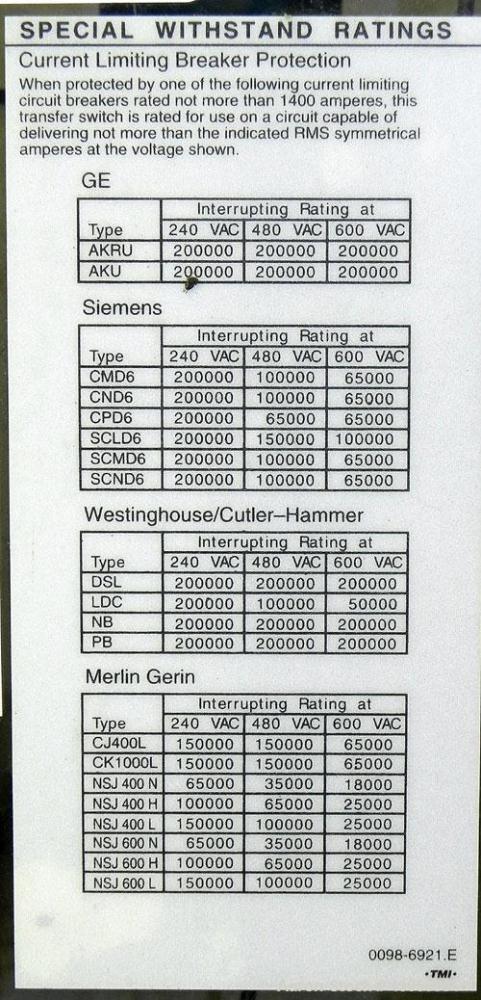 Used Cummins Power Command Automatic Transfer Switch, 800 Amp, model OTPCD-5707325, SN-B050748000. 3 pole, nema 1, 3/60/480V.