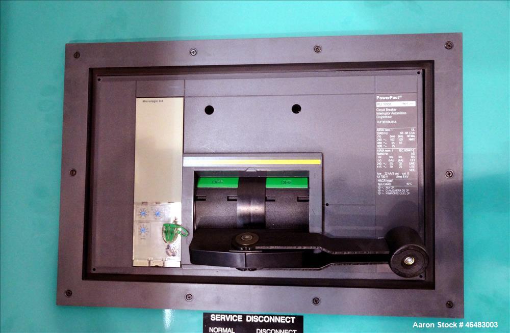 Used Cummins Power Command 800 Amp service entrance rated ATS automatic transfer switch 3/60/277/480V. Cummins model OTPCSED-5874089, nema 3R outdoor enclosure, UL 1008/CSA certified. Year 2010.