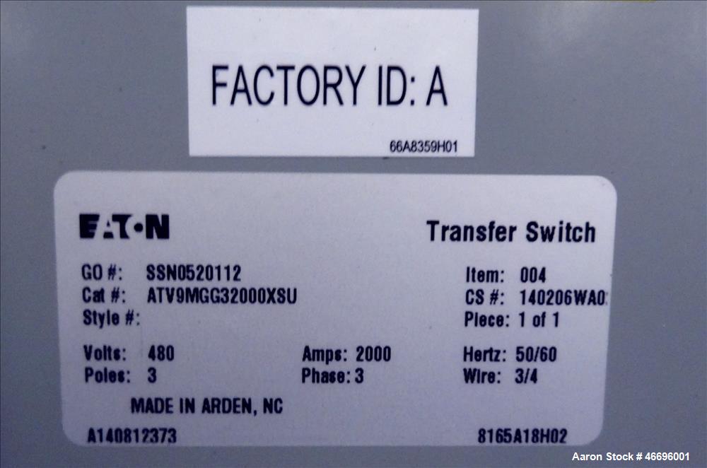 Unused- Cutler Hammer Magnum Drawout 2000 Amp service entrance ATS automatic tra