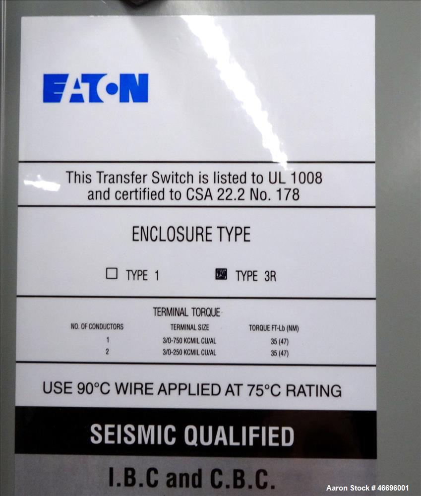 Unused- Cutler Hammer Magnum Drawout 2000 Amp service entrance ATS automatic tra
